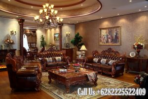 Set Kursi Tamu Sofa Mewah Ukiran Kayu Jati Solid