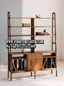 Rak Buku Minimalis Kayu Jati Modern