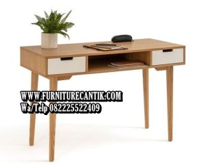 Meja Belajar Kayu Jati Minimalis Terbaru Natural