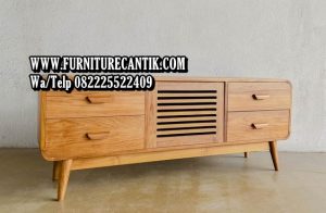 Meja TV Kayu Jati Mewah Minimalis