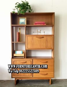 Rak Buku Kayu Jati Antik Minimalis