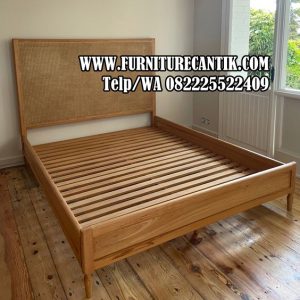 Dipan Minimalis Kayu Jati Modern Variasi Rotan