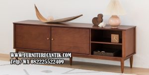 Meja TV Minimalis Kayu Jati Desain Aesthetic