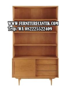 Rak Buku Minimalis Kayu Jati Modern Simpel