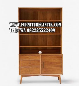 Rak Buku Minimalis Modern Kayu Jati