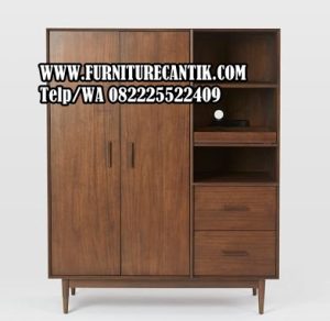 Lemari Pakaian Minimalis Variasi Laci Kayu Jati