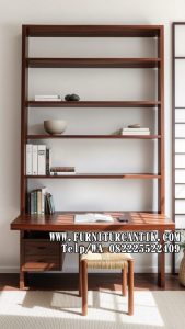 Meja Kerja Kayu Jati Multifunc Modern