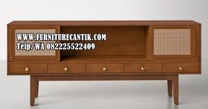 Meja TV Minimalis Modern Desain Modern Rotan