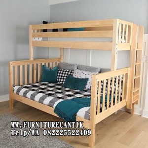 Ranjang Dipan Tingkat Kayu Jati 2in1