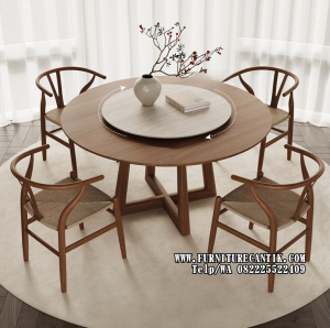 Set Meja Makan Kayu Jati Simple Elegan