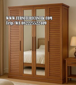 Lemari Pakaian Kayu Jati Aesthetic Cermin