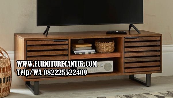 Meja TV Kayu Jati Minimalis Desain Retro