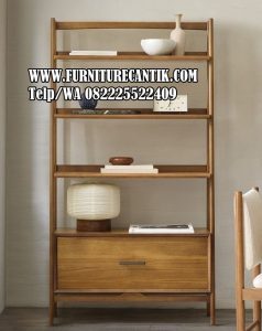 Rak Buku Kayu Jati Antik Minimalis Estetik