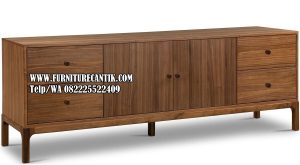 Meja TV Kayu Jati Kombinasi Laci Modern