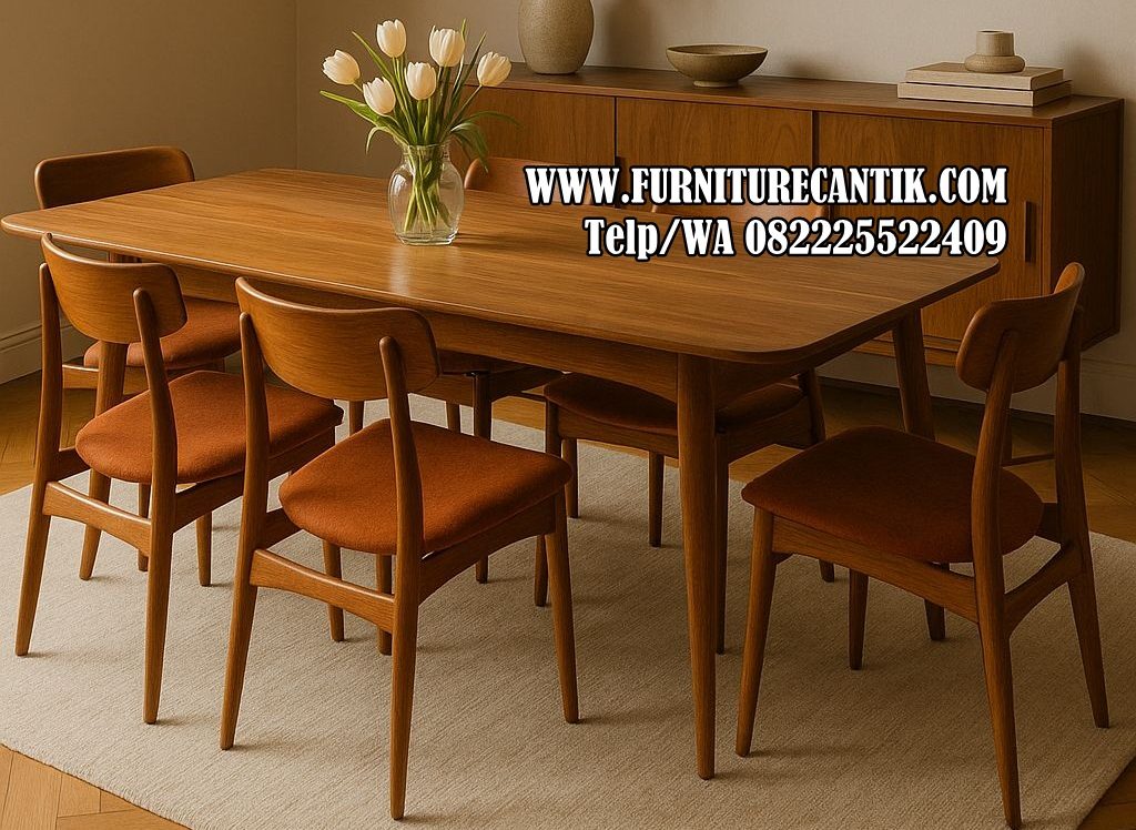 Meja Makan Kayu Jati Modern Scandinavian