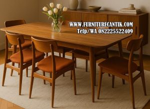 Meja Makan Kayu Jati Modern Scandinavian