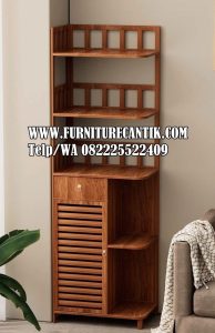 Rak Buku Modern Kayu Jati Mewah Estetik