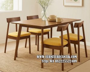Set Meja Makan Kayu Jati Kursi Estetik