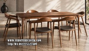 Set Meja Makan 6 Kursi Estetik Modern Jati
