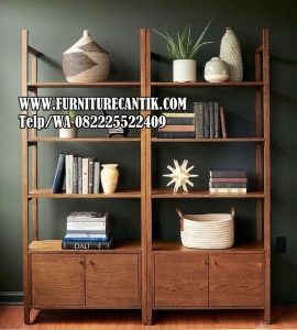 Rak Buku Minimalis Modern Dekoratif Jati
