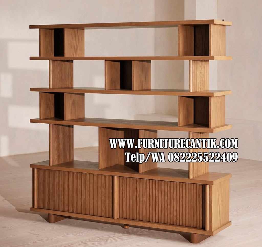 Rak Buku Minimalis Serbaguna Kayu Jati