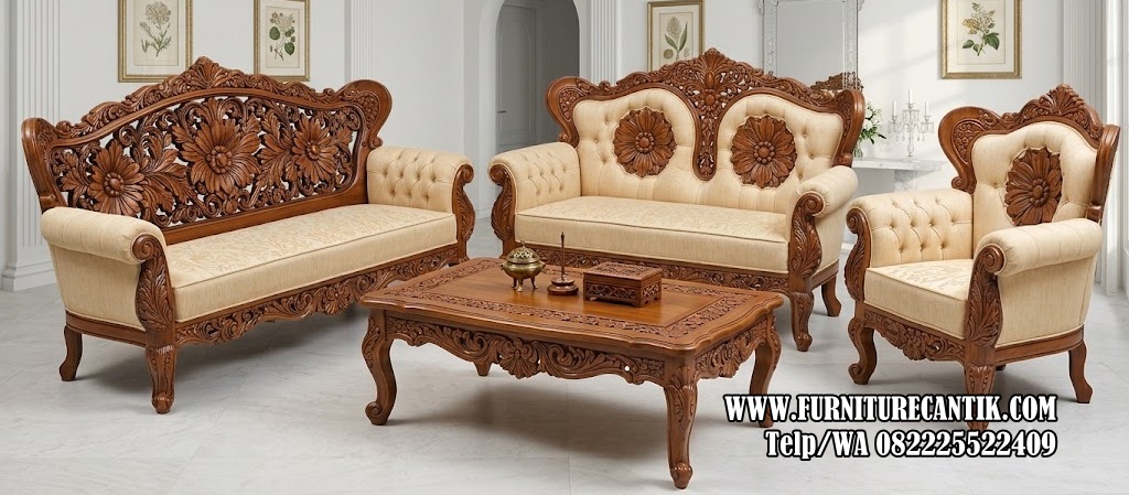 Sofa Ukiran Kayu Jati Luxury Jepara