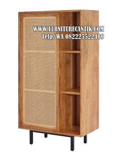 Lemari Pakaian Minimalis Rotan Kayu Jati