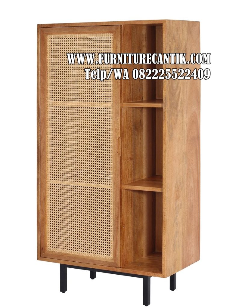 Lemari Pakaian Minimalis Rotan Kayu Jati